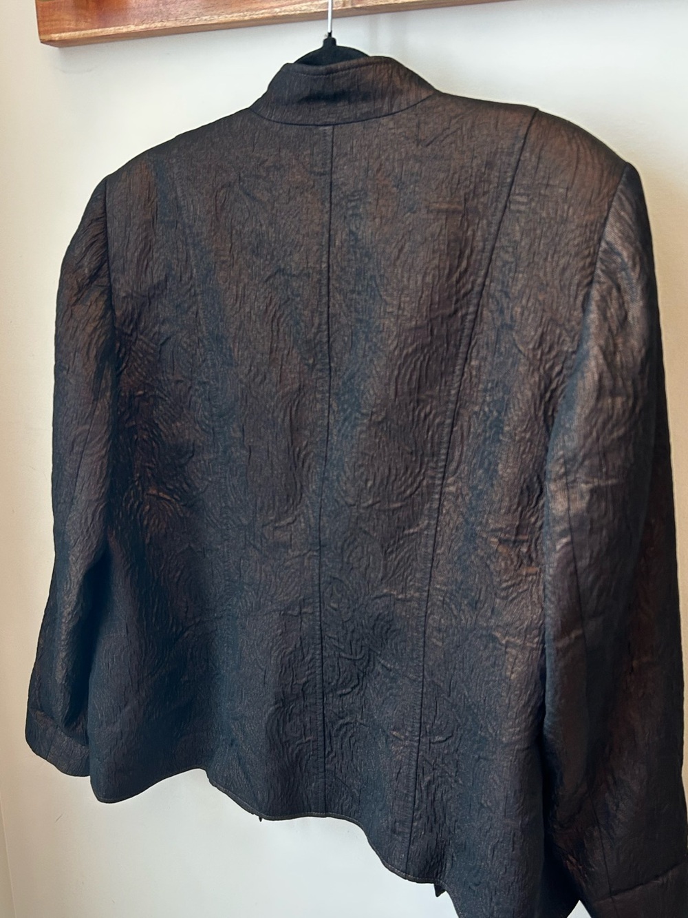 Louben Bronze Metallic Textured Zip Jacket Quiet Luxury Career Size 16 - Picture 10 of 14